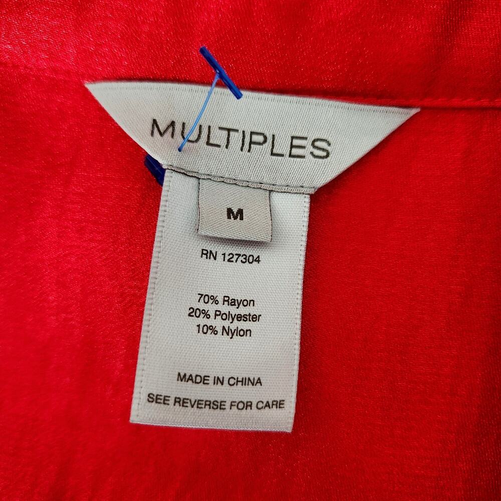 Multiples Red Shimmer Toggle Button Top 3/4 Sleev… - image 5